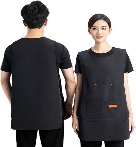 Apron - Vest-style apron - Baking and kitchen tools - Waterproof - Stain-resistant - Unisex - Black.