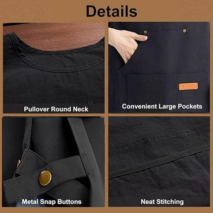 Apron - Vest-style apron - Baking and kitchen tools - Waterproof - Stain-resistant - Unisex - Black.