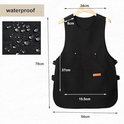 Apron - Vest-style apron - Baking and kitchen tools - Waterproof - Stain-resistant - Unisex - Black.