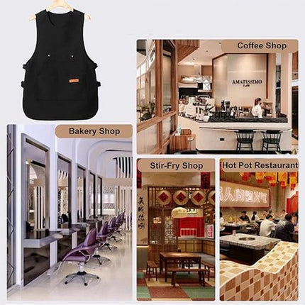 Apron - Vest-style apron - Baking and kitchen tools - Waterproof - Stain-resistant - Unisex - Black.