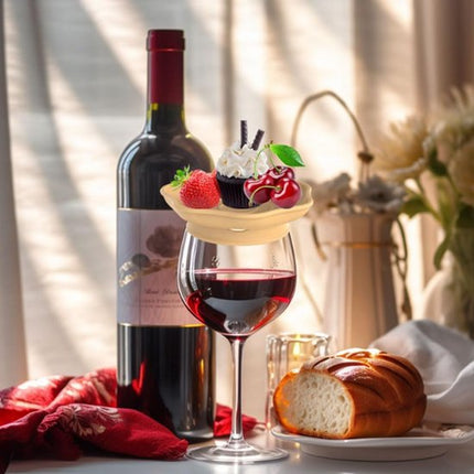 Wine Glass and Snack Tray - 4 Pieces - Draining Silicone Wine Glass and Snack Tray - Non-Slip Lid Coaster - Suitable for appetizers, desserts, family gatherings, and bars.
