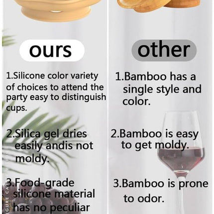 Wine Glass and Snack Tray - 4 Pieces - Draining Silicone Wine Glass and Snack Tray - Non-Slip Lid Coaster - Suitable for appetizers, desserts, family gatherings, and bars.