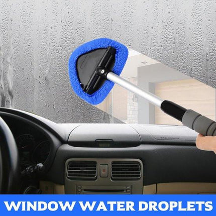 Car Window Cleaning Kit - 5-Piece - Car Window Cleaning Tool - Car Window Cleaning Tool - Car Window Cleaning Brush with Telescopic Handle - 1 Handle + 4 Blue Cloths + 1 50ml Spray Bottle.