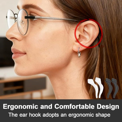 Earplugs for glasses - 32 pieces - Silicone earhooks - Behind-the-ear glasses clips - Non-slip, drop-resistant silicone earhooks for glasses, sunglasses and reading glasses.