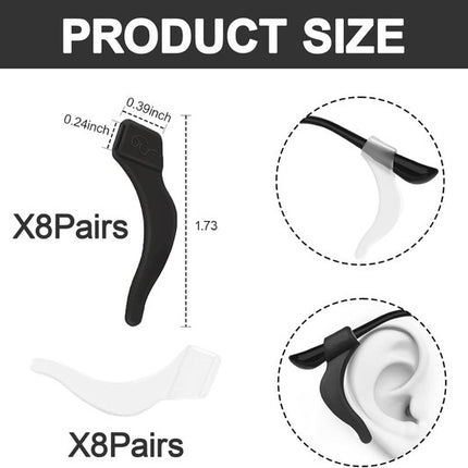 Earplugs for glasses - 32 pieces - Silicone earhooks - Behind-the-ear glasses clips - Non-slip, drop-resistant silicone earhooks for glasses, sunglasses and reading glasses.
