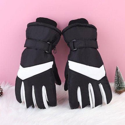 Gloves - Winter ski gloves - Warm gloves - Non-slip, thickened - Waterproof - Suitable for cold weather - Cycling gloves - Sizes S/M - Black and white.