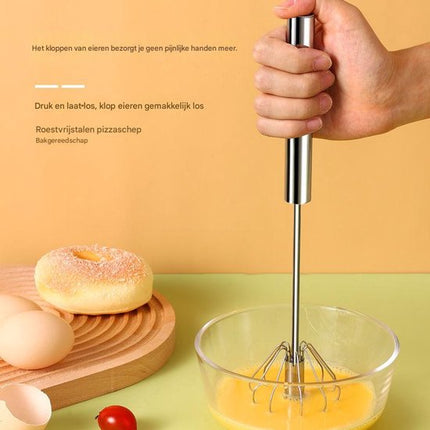 Egg Beater - Stainless Steel Egg Beater - Rotary Push Mixer (Semi-Automatic) - Kitchen Utensils - Egg Beater - Mini Mixer - Cookware.