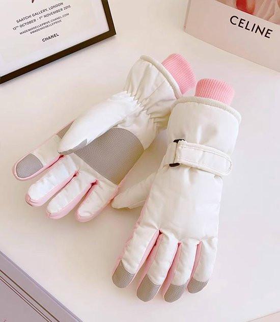 Gloves - Warm gloves - Women's gloves - Ski gloves - Winter outdoor cycling gloves - Touchscreen support - Waterproof - Non-slip - Fleece lined - Warm - Thickened - White.