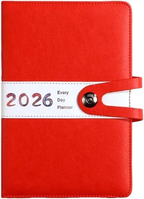 Agenda 2026 Adults - Planner - Journal - Organizer - Business - Texture - PU Material - A5 Format - Red.