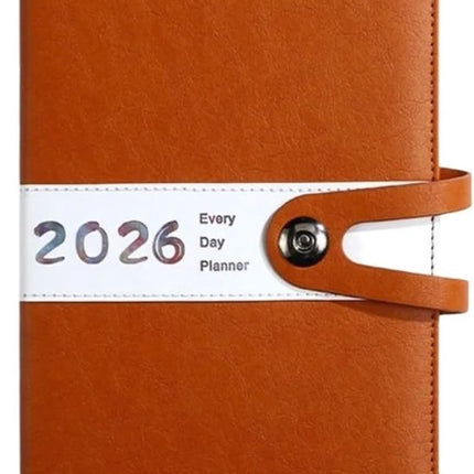 Agenda 2026 adults - Planner - Journal - Organizer - Business - Texture - PU material - A5 format - Brown.