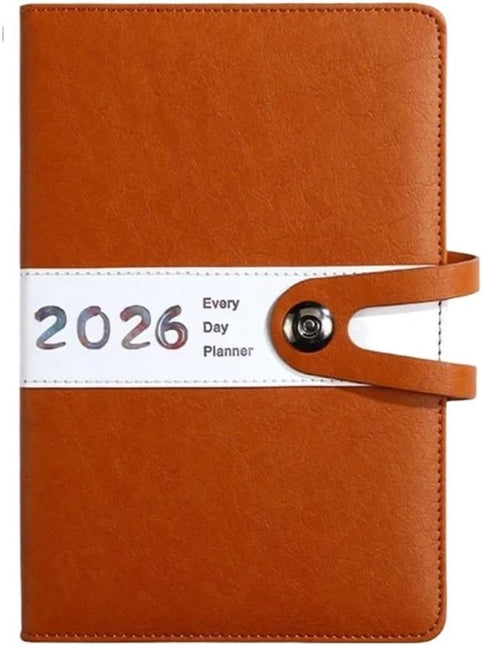 Agenda 2026 adults - Planner - Journal - Organizer - Business - Texture - PU material - A5 format - Brown.