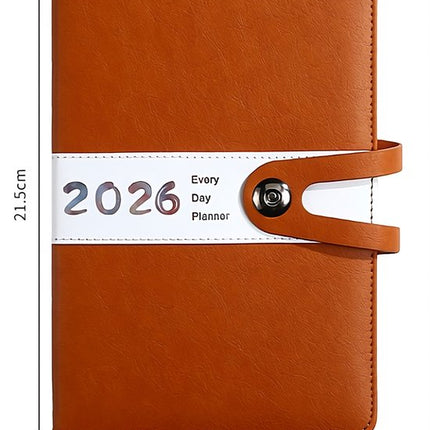 Agenda 2026 adults - Planner - Journal - Organizer - Business - Texture - PU material - A5 format - Brown.
