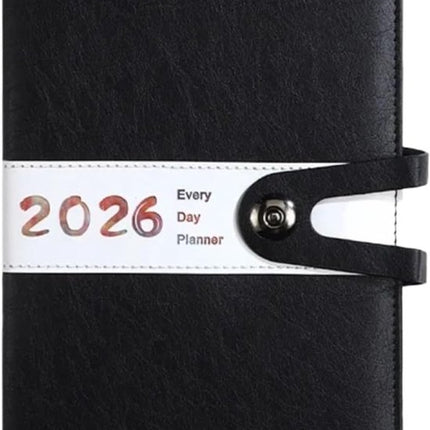 Agenda 2026 Adults - Planner - Journal - Organizer - Business - Texture - PU Material - A5 Format - Black.