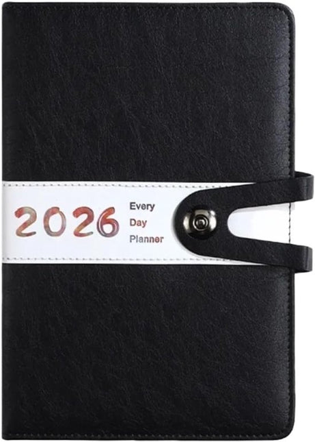 Agenda 2026 Adults - Planner - Journal - Organizer - Business - Texture - PU Material - A5 Format - Black.