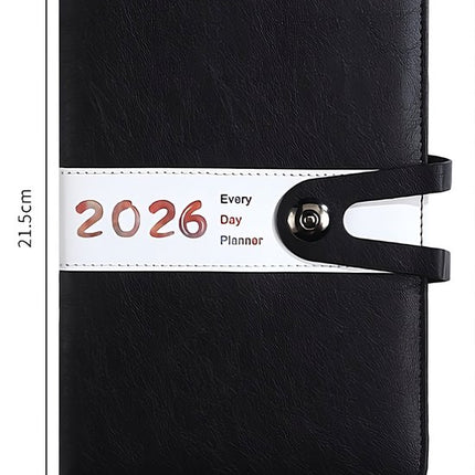 Agenda 2026 Adults - Planner - Journal - Organizer - Business - Texture - PU Material - A5 Format - Black.
