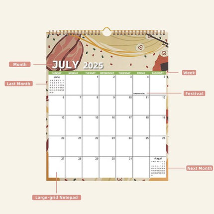 Calendar 2026 - Hangable 12 Months - Calendar - With wire-o-binding - Yearly calendar - Monthly planner - Wall calendar - 37 x 30cm - Nutrition patterns.