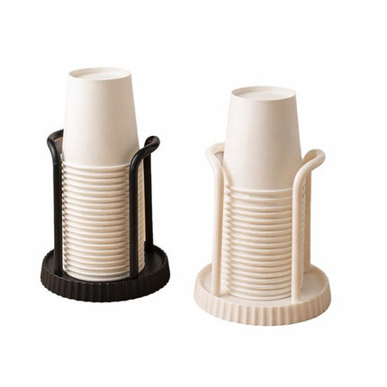 Disposable cup holder for paper cups - practical cup holder - paper cup dispenser for the desk - cup dispenser - Multifunctional paper cup holder - set of two (black, white).