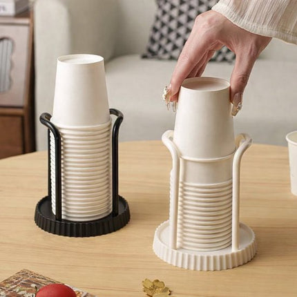 Disposable cup holder for paper cups - practical cup holder - paper cup dispenser for the desk - cup dispenser - Multifunctional paper cup holder - set of two (black, white).