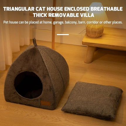 Tents Pet Bed - With Removable & Washable Cushion - Warm & Soft Fleece Fabric - For Cats & Small Dogs.