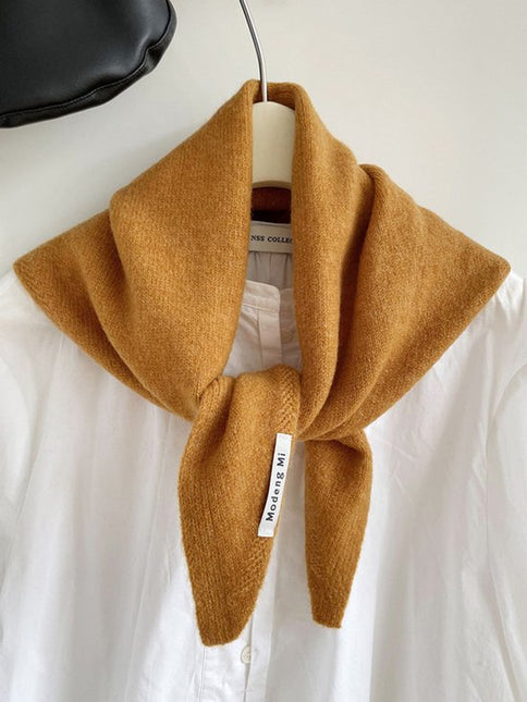 Triangular Knitted Scarf - Soft Acrylic Fabric - As a Scarf, Shawl or Blanket - In Solid Colors - Orange.