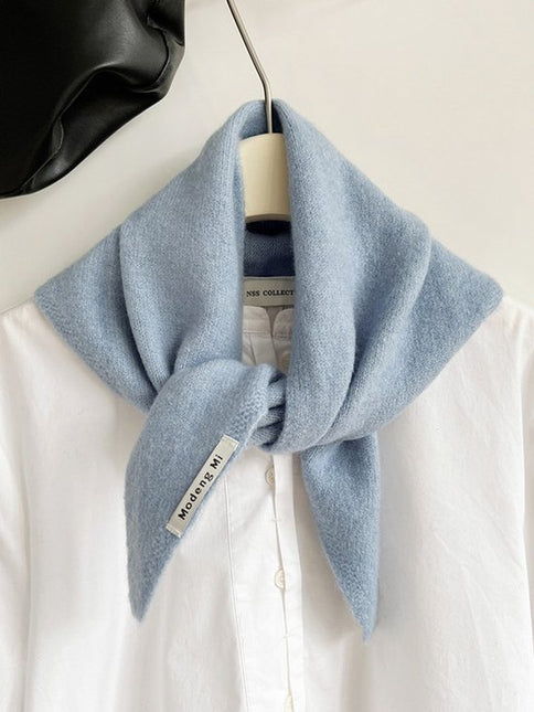 Triangular Knitted Scarf - Soft Acrylic Fabric - As a Scarf, Shawl or Blanket - In Solid Colors - Blue.
