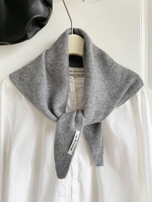 Triangular Knitted Scarf - Soft Acrylic Fabric - As a Scarf, Shawl or Blanket - In Solid Colors - Dark Gray.