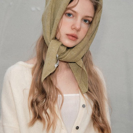 Triangular Knitted Scarf - Soft Acrylic Fabric - As a Scarf, Shawl or Blanket - In Solid Colors - Red.