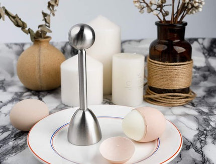 Egg Shell Cracker - Stainless Steel Manual Cutter for Perfect Cuts - Suitable for Soft- and Hard-Boiled Eggs.