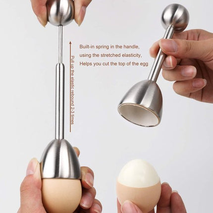 Egg Shell Cracker - Stainless Steel Manual Cutter for Perfect Cuts - Suitable for Soft- and Hard-Boiled Eggs.