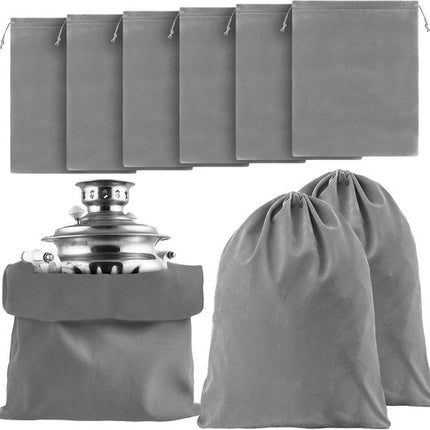 6 Silver Storage Bags – Fabric Protective Bags for Jewelry, Silverware, and Cutlery – Reusable (Dark Gray, 40 x 50 cm).