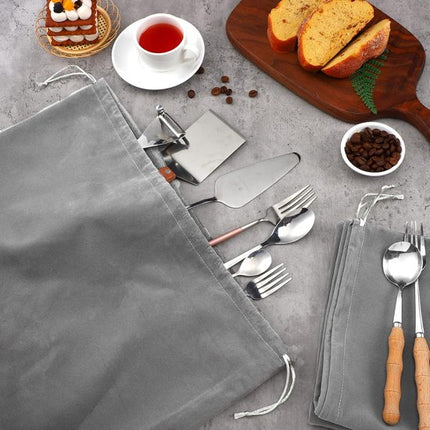6 Silver Storage Bags – Fabric Protective Bags for Jewelry, Silverware, and Cutlery – Reusable (Dark Gray, 40 x 50 cm).