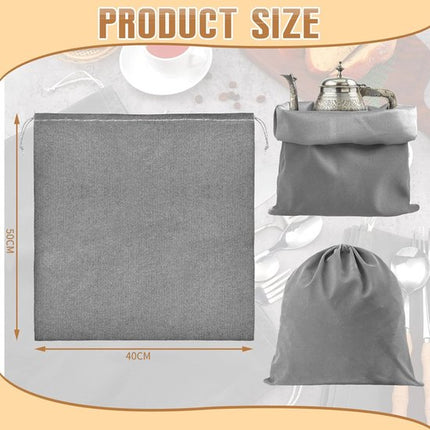 6 Silver Storage Bags – Fabric Protective Bags for Jewelry, Silverware, and Cutlery – Reusable (Dark Gray, 40 x 50 cm).