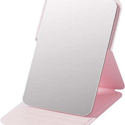 Frameless High Definition Makeup Mirror - Foldable Travel Mirror - Portable Makeup Mirror with Soft PU Leather Cover - Suitable for Bedroom, Bathroom & Travel（Pink）.