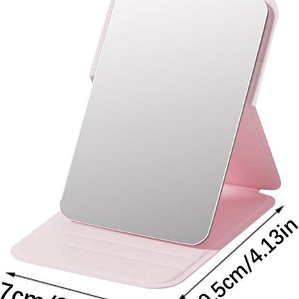 Frameless High Definition Makeup Mirror - Foldable Travel Mirror - Portable Makeup Mirror with Soft PU Leather Cover - Suitable for Bedroom, Bathroom & Travel（Pink）.