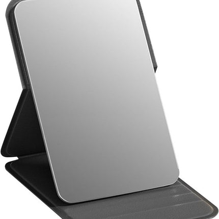 High Definition Frameless Makeup Mirror - Foldable Travel Mirror - Portable Makeup Mirror with Soft PU Leather Cover - Suitable for Bedroom, Bathroom & Travel（Black）.