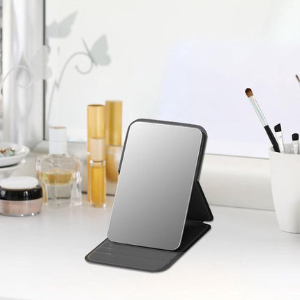 High Definition Frameless Makeup Mirror - Foldable Travel Mirror - Portable Makeup Mirror with Soft PU Leather Cover - Suitable for Bedroom, Bathroom & Travel（Black）.