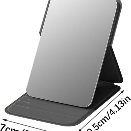 High Definition Frameless Makeup Mirror - Foldable Travel Mirror - Portable Makeup Mirror with Soft PU Leather Cover - Suitable for Bedroom, Bathroom & Travel（Black）.