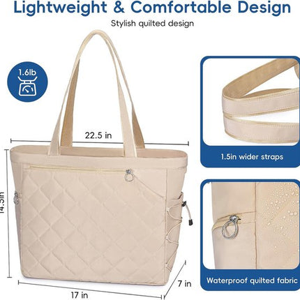 Tennis Bag – Extra Large Sports Bag with Shoe Compartment – Suitable for 2-4 Rackets – Waterproof and Lightweight – Unisex（Beige）.