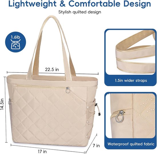 Tennis Bag – Extra Large Sports Bag with Shoe Compartment – Suitable for 2-4 Rackets – Waterproof and Lightweight – Unisex（Beige）.
