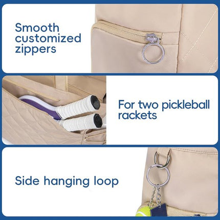 Tennis Bag – Extra Large Sports Bag with Shoe Compartment – Suitable for 2-4 Rackets – Waterproof and Lightweight – Unisex（Beige）.