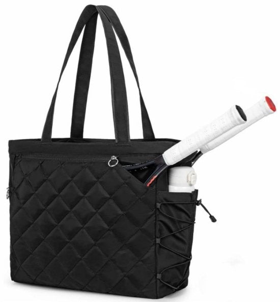 Tennis Bag – Extra Large Sports Bag with Shoe Compartment – Suitable for 2-4 Rackets – Waterproof and Lightweight – Unisex（Black）.