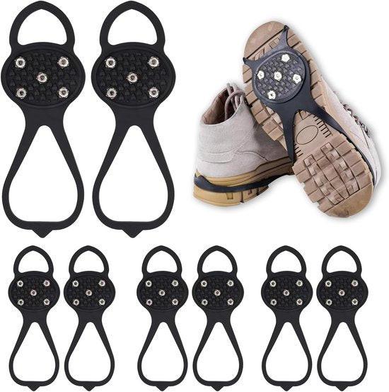 Non-slip sole for snow boots - 4 pairs - Safe walking on ice and snow - Suitable for size M (34-40) - Non-slip studs - Suitable for winter walking, hiking, jogging, strolling and mountaineering.