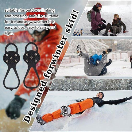 Non-slip sole for snow boots - 4 pairs - Safe walking on ice and snow - Suitable for size M (34-40) - Non-slip studs - Suitable for winter walking, hiking, jogging, strolling and mountaineering.