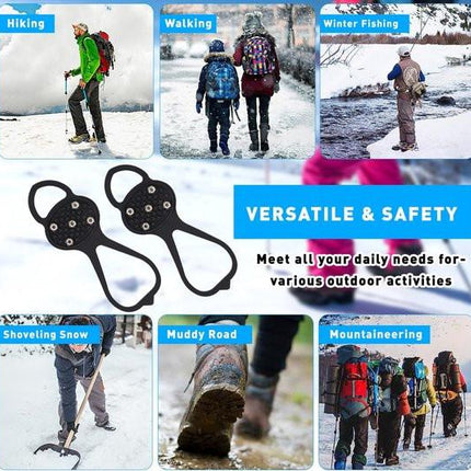 Non-slip sole for snow boots - 4 pairs - Safe walking on ice and snow - Suitable for size M (34-40) - Non-slip studs - Suitable for winter walking, hiking, jogging, strolling and mountaineering.