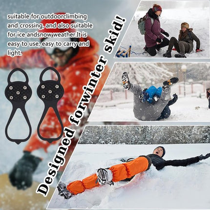 Snow boots with non-slip soles - Set of 4 - Safe walking on icy and snowy roads - Suitable for size L (35-45) - Non-slip studs - Suitable for winter walking, hiking, jogging, strolling and mountaineering.