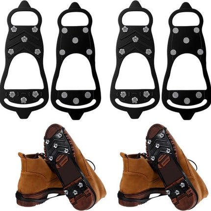 Non-slip snow boots - Set of two - Safe walking on icy and snowy surfaces - Suitable for size L (40-48) - Non-slip spikes - Suitable for winter walking, hiking, jogging, strolling and mountaineering.