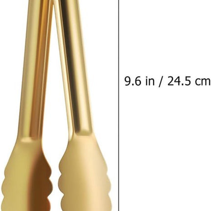 Bread Tongs - 4-Piece Set - Kitchen Tongs for Home Use - Gold Stainless Steel Serving Tongs - Grill Tongs - Steak Tongs - Kitchen Tongs - For Cooking, Salads, Buffets, Appetizers and Desserts.