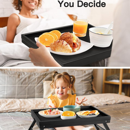 Folding table - Camping table - Portable folding table - Can be used as a dining table, TV table, laptop table, snack table, sofa table or work table - Black.