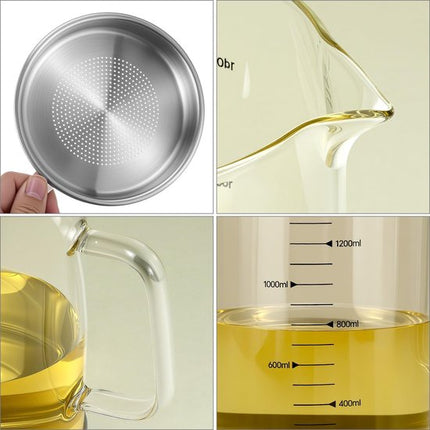 Oil Can - Leak-Proof Oil Container - Oil Filter Can - Oil Container for Household Kitchen Use - Leak-Proof Oil Can with Mesh Filter - Glass Oil Filter Can.