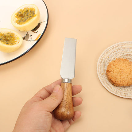 Cheese Knives Set – Portable for Picnic, 4.9 Inches with Wooden Handle, Silver, Set of 6.